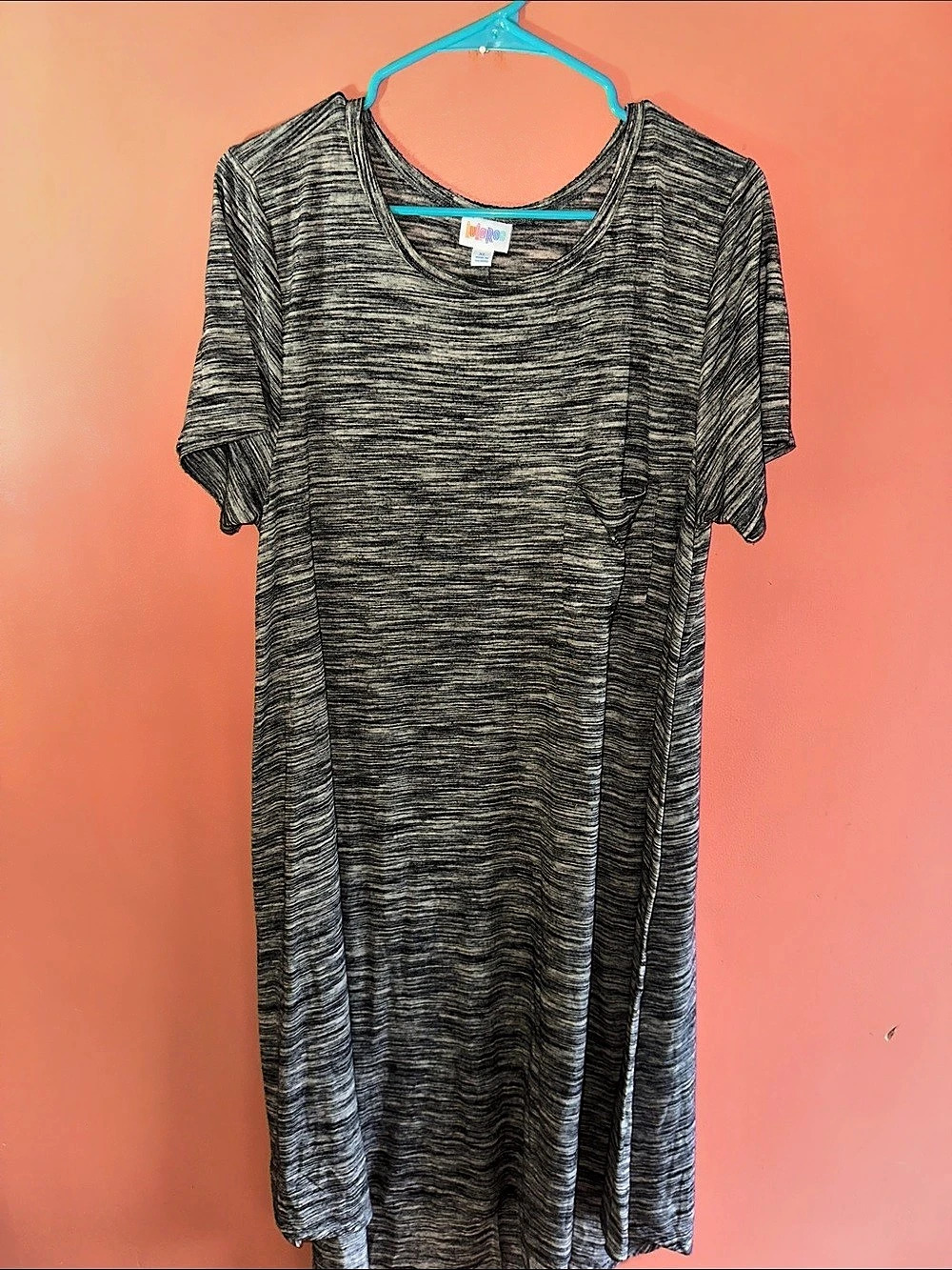 LuLaRoe Classic T-Shirt Dress Gray & Black Mini Dress XL